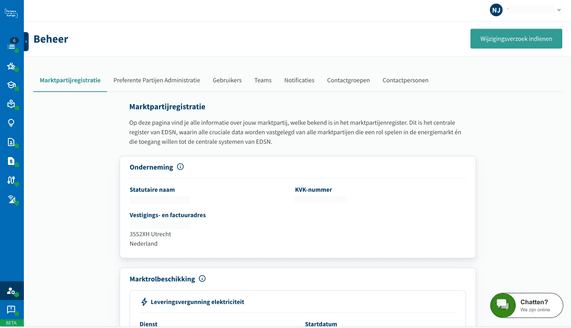 Nieuwe functionaliteit: Inzien en wijzigen van eigen marktpartijregistratie via Partners in Energie